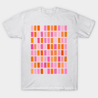 Pink and Orange, Sketchy, Block Pattern T-Shirt